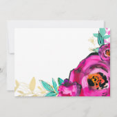 Invitation Fuchsine gras Fleurs modernes aquarelle Fête d'ann (Dos)