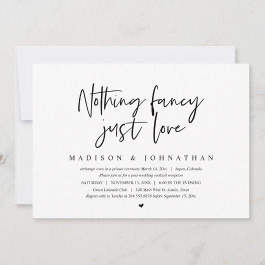 Invitation Fuite Amoureuse Moderne, Rien de Fantaisiste, Just (Devant)