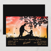 Invitation Fuite amoureuse sous la lune orange romantique (Devant / Derrière)