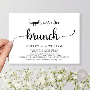 Invitation Fuite, Brunch de Mariage Heureux, Rustique