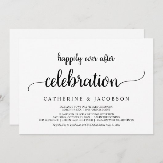 Invitation Fuite, Célébration de bonheur éternel, Rustique  (Devant / Derrière)