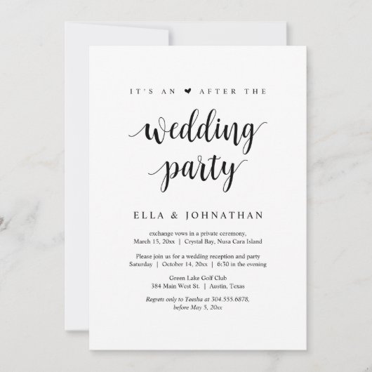 Invitation Fuite, C'est une fête après le mariage (Devant)