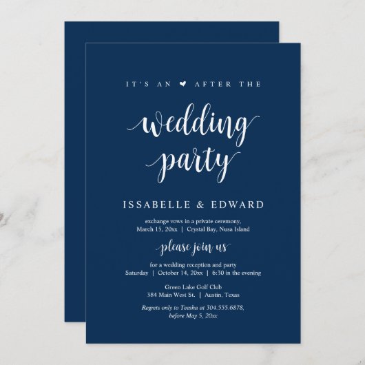 Invitation Fuite, C'est une soirée d'après mariage (Devant / Derrière)