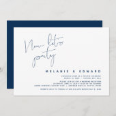 Invitation Fuite de mariage, Bleu marine, Maintenant faisons  (Devant / Derrière)