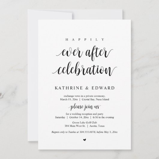 Invitation Fuite de mariage, célébration de bonheur éternel (Devant)