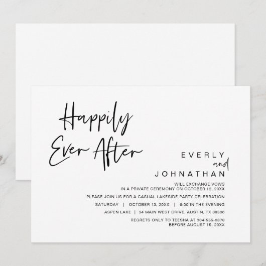 Invitation Fuite de mariage, célébration de bonheur éternel (Devant / Derrière)