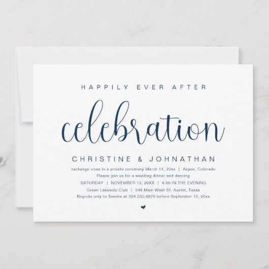 Invitation Fuite de mariage, célébration de bonheur éternel  (Devant)