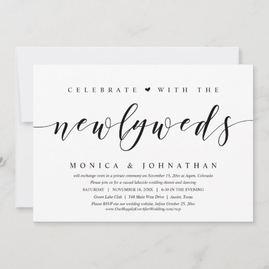 Invitation Fuite de mariage, célébrez avec les jeunes mariés (Devant)