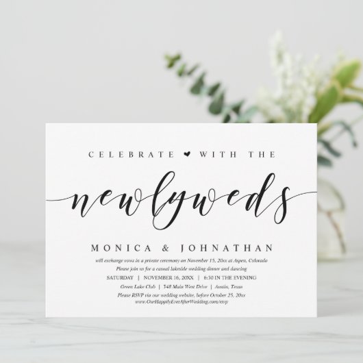Invitation Fuite de mariage, célébrez avec les jeunes mariés (Debout devant)
