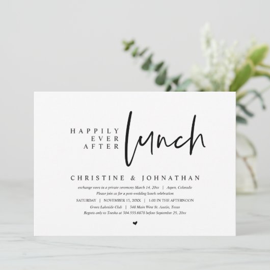 Invitation Fuite de mariage, déjeuner de fête pour toujours (Debout devant)