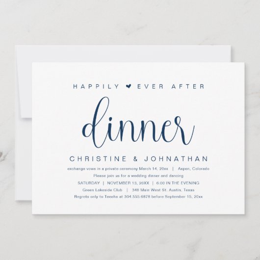 Invitation Fuite de mariage, dîner Happily Ever After Invitat (Devant)