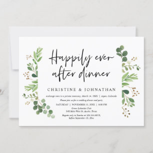 Invitation Fuite de mariage, dîner heureux à jamais