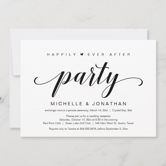 Invitation Fuite de Mariage, Écriture Noire Élégante (Devant)