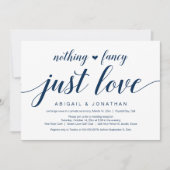 Invitation Fuite de mariage, élégant et chic script bleu mari (Devant)