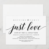 Invitation Fuite de mariage, élégant et classe Script noir (Devant / Derrière)