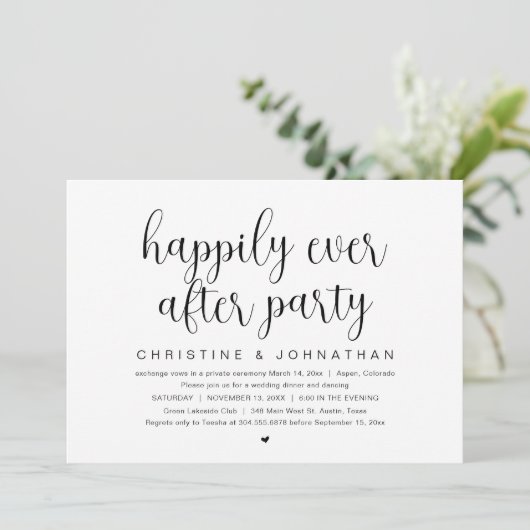 Invitation Fuite de mariage, fête de bonheur éternel (Debout devant)