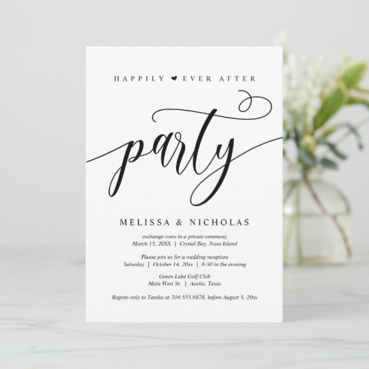 Invitation Fuite de mariage, fête de bonheur éternel (Debout devant)