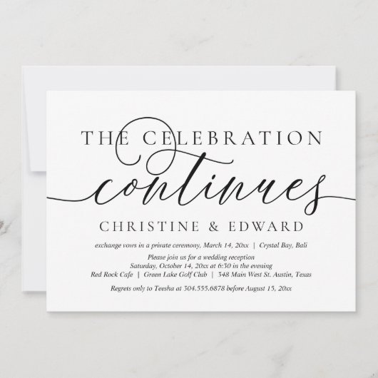 Invitation Fuite de mariage, La célébration continue Invit (Devant)