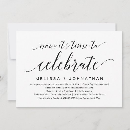 Invitation Fuite de mariage, Maintenant, c'est l'heure de cél (Devant)