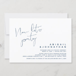 Invitation Fuite de mariage, Maintenant faisons la fête, Bleu