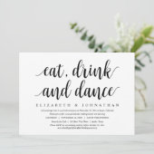 Invitation Fuite de mariage, manger, boire et danser (Debout devant)