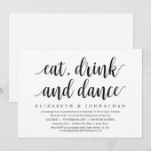 Invitation Fuite de mariage, manger, boire et danser (Devant / Derrière)