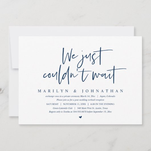 Invitation Fuite de mariage, nous n'avons pas pu attendre Inv (Devant)