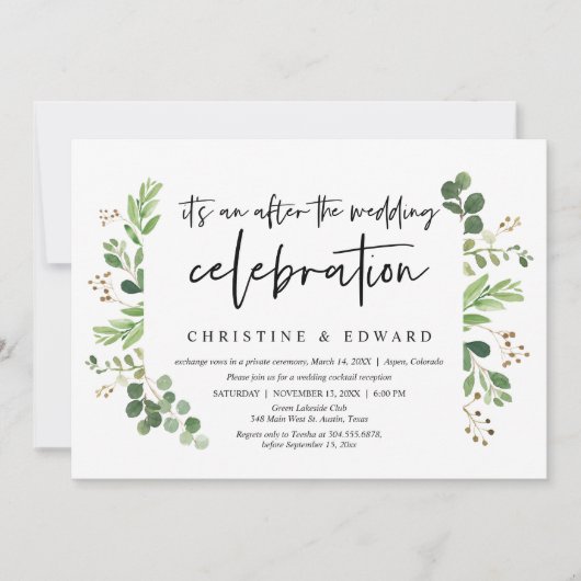 Invitation Fuite de noces, Après la célébration du mariage (Devant)