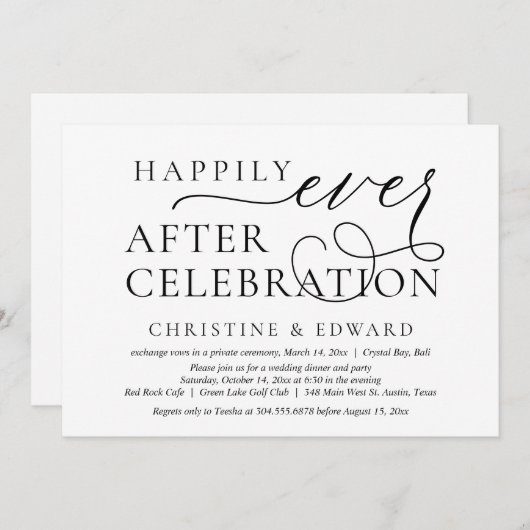 Invitation Fuite de noces, célébration de bonheur éternel (Devant / Derrière)