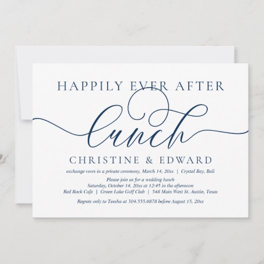Invitation Fuite de noces, déjeuner de bonheur éternel (Devant)