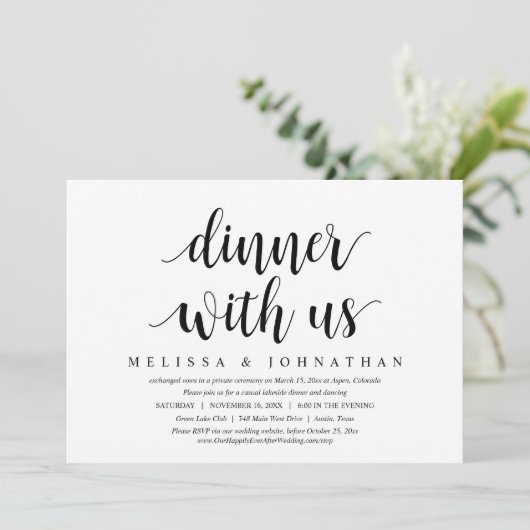 Invitation Fuite de noces, dîner avec les jeunes mariés (Debout devant)