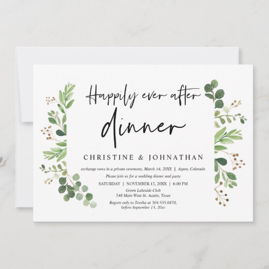 Invitation Fuite de noces, dîner de bonheur éternel Invit (Devant)