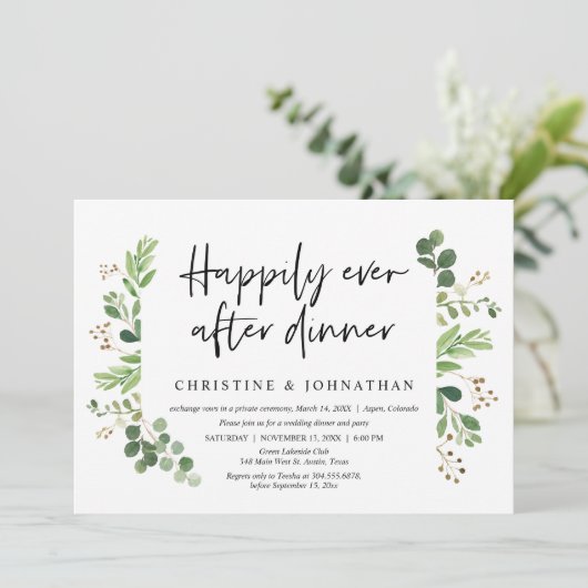 Invitation Fuite de noces, dîner pour toujours heureux (Debout devant)