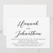 Invitation Fuite de noces, fête et dîner (Devant / Derrière)