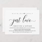 Invitation Fuite en Amour pour le Mariage, Réception Élégant (Devant / Derrière)