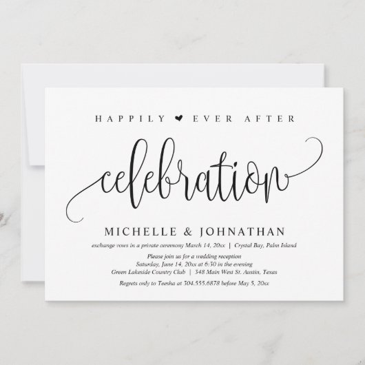 Invitation Fuite en Amoureux, Célébration de l'Éternité Heure (Devant)