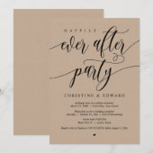 Invitation Fuite en amoureux, Fête de bonheur éternel, Kraft (Devant / Derrière)