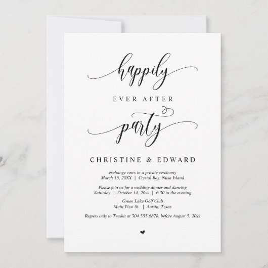 Invitation Fuite en amoureux, fête de mariage pour toujours h (Devant)