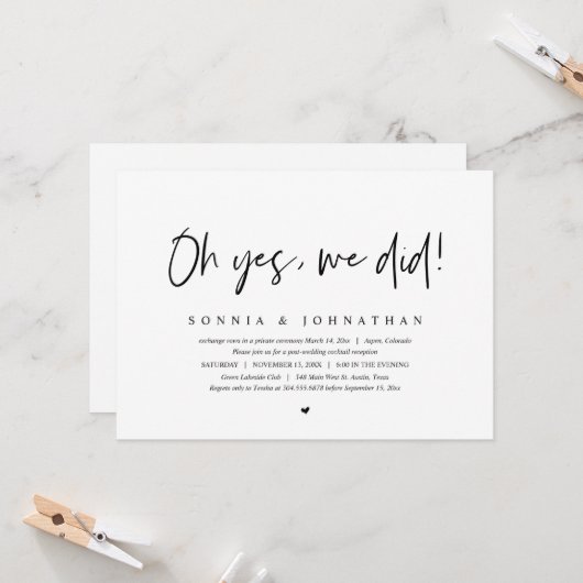 Invitation Fuite en amoureux, Oh oui, nous l'avons fait (Devant/Arrière en situation)