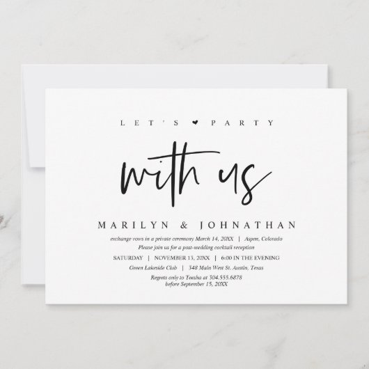 Invitation Fuite en Amoureux pour Mariage, Moderne, Faisons l (Devant)