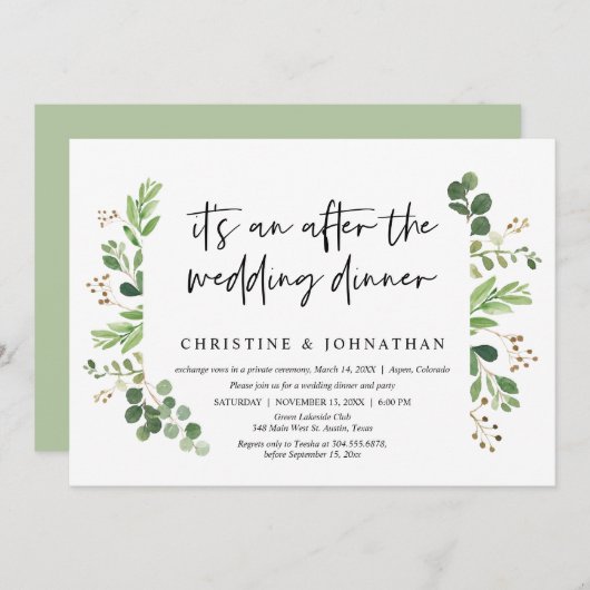 Invitation Fuite en mariage, Après le dîner de mariage (Devant / Derrière)