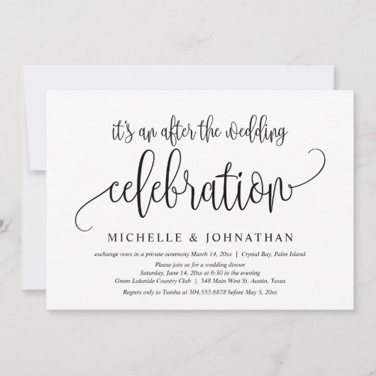 Invitation Fuite en mariage, Célébration d'après mariage (Devant)