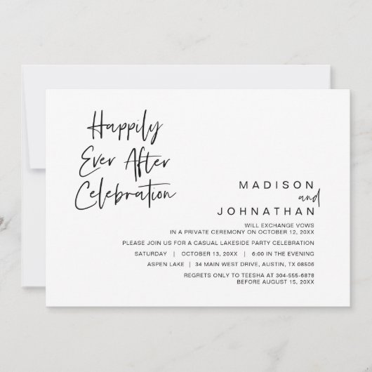 Invitation Fuite en mariage, célébration pour toujours heureu (Devant)