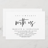 Invitation Fuite en mariage, Moderne, Faisons la fête avec no (Devant / Derrière)