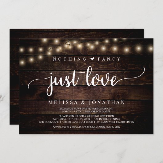 Invitation Fuite en mariage, Rien de fantaisiste juste une in (Devant / Derrière)