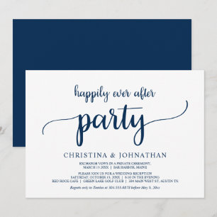 Invitation Fuite, fête de Pour toujours heureux, Bleu marine
