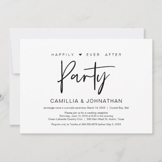 Invitation Fuite heureuse pour toujours, fête décontractée (Devant)