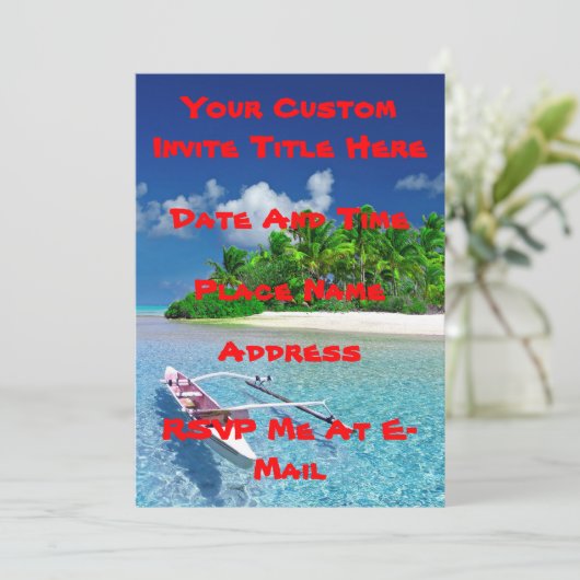 Invitation Fuite tropicale d'île (Debout devant)