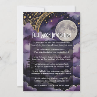 Invitation Full Moon Invocation Pagan Prayer Ritual Card