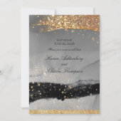 Invitation Fumé gris et noir brillant or moderne Mariage (Devant)